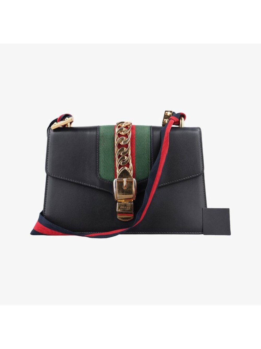 Gucci Sylvie Black Green Red Leather Shoulder Bag